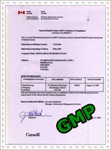 Natural Health Product GMP Certificate